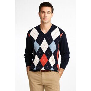 BROOKS BROTHERS 346 v neck sweater argyle L
